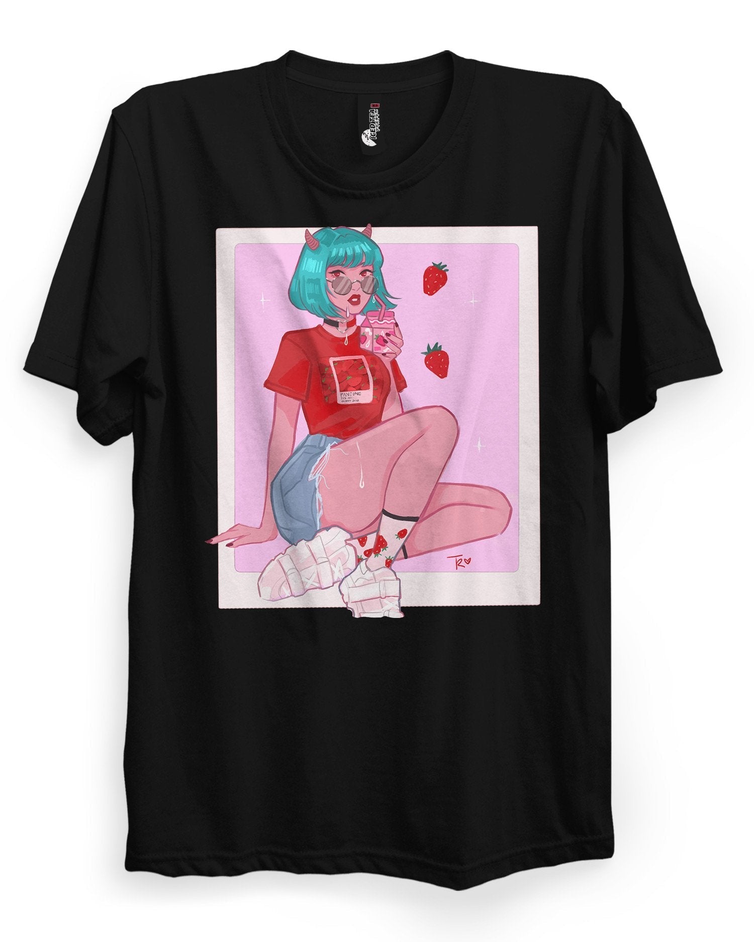 Strawberry - Pastel T-Shirt - Dark Aesthetics and Anime Clothing Streetwear